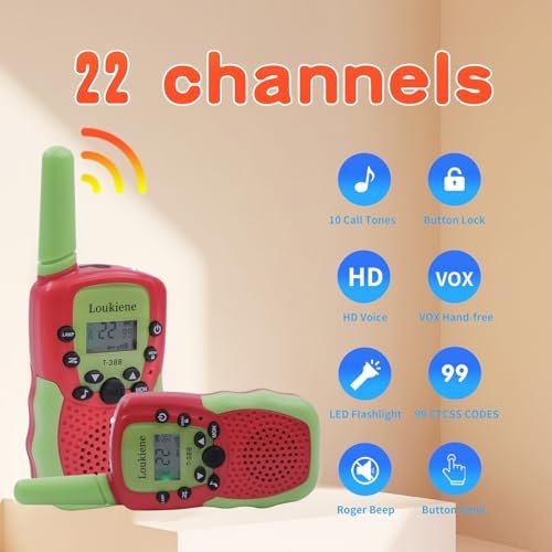LOUKIENE - LOUKIENE Walkie Talkies for Kids 22 Channels 2 Way Radio Toy